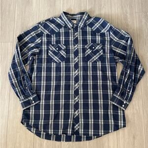 Old Navy Plaid Western Shirt Size XXL Pearl Snap Buttons Casual Cowboy Rodeo Y2K